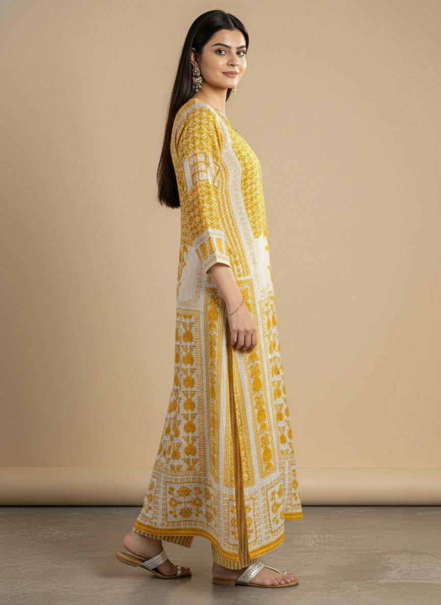 Women’s Mustard Yellow Printed Anarkali Kurta