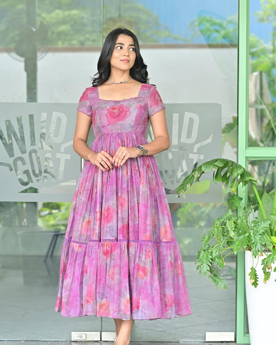 Lavender Rose Hand-Painted Dress