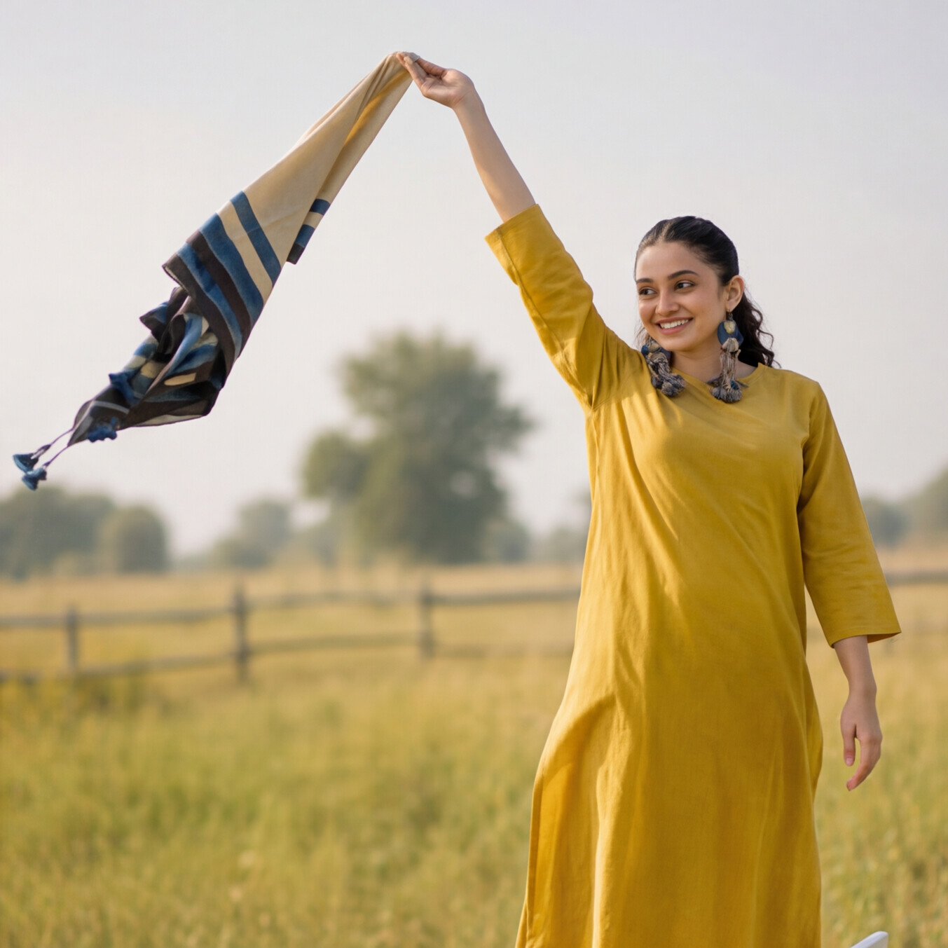 Women's Mustard Yellow Cotton Straight Kurta