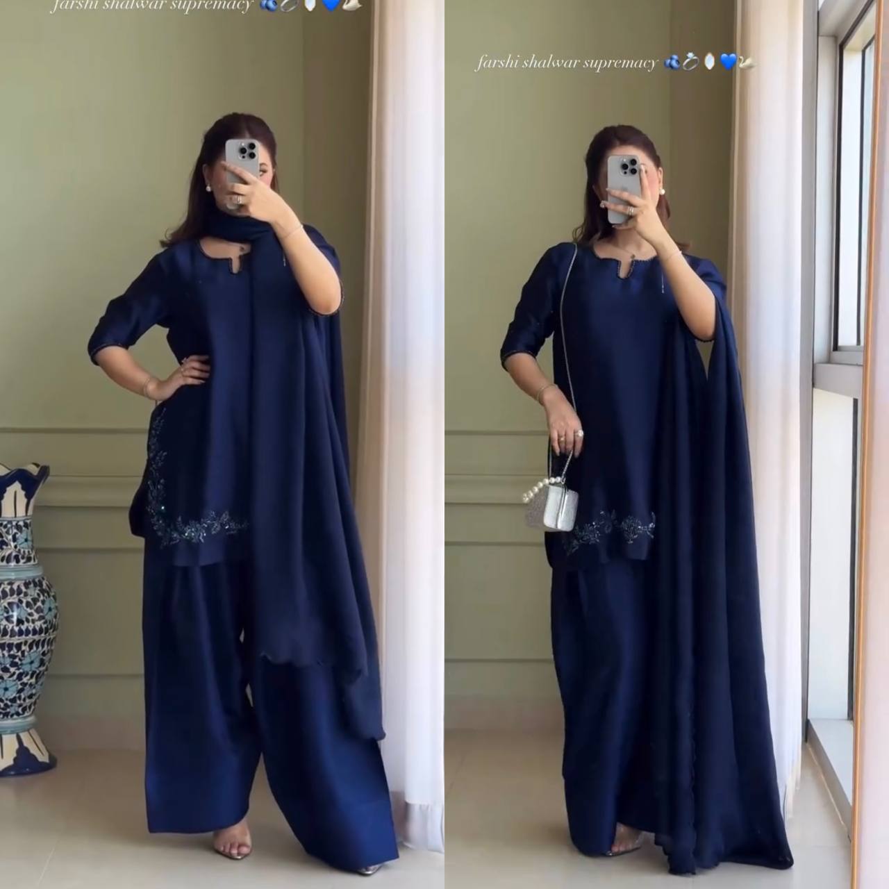 Navy Blue Farshi Shalwar Suit