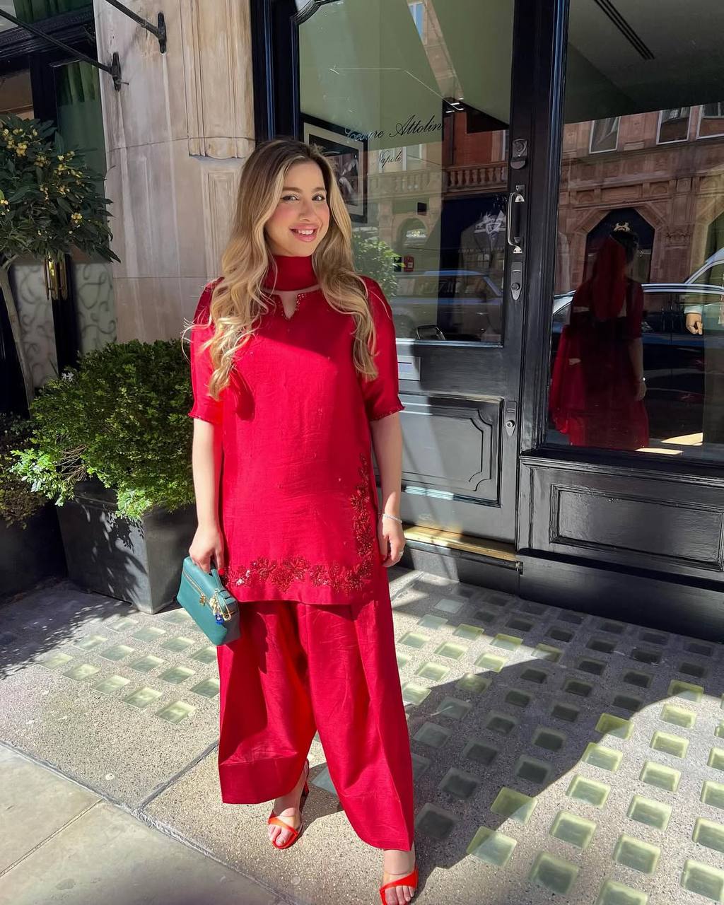 Crimson Red Farshi Shalwar Suit