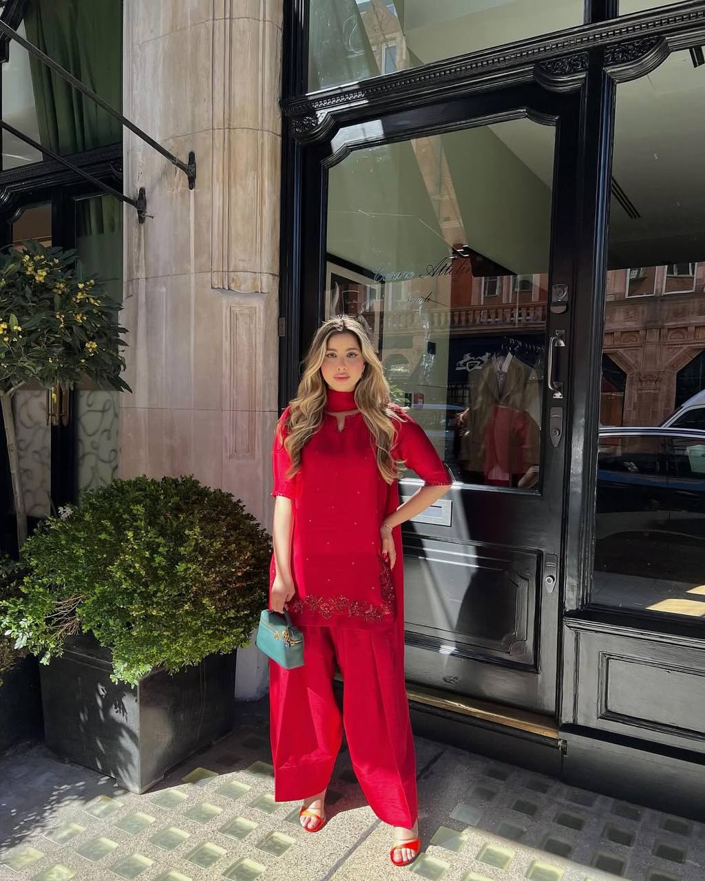 Crimson Red Farshi Shalwar Suit