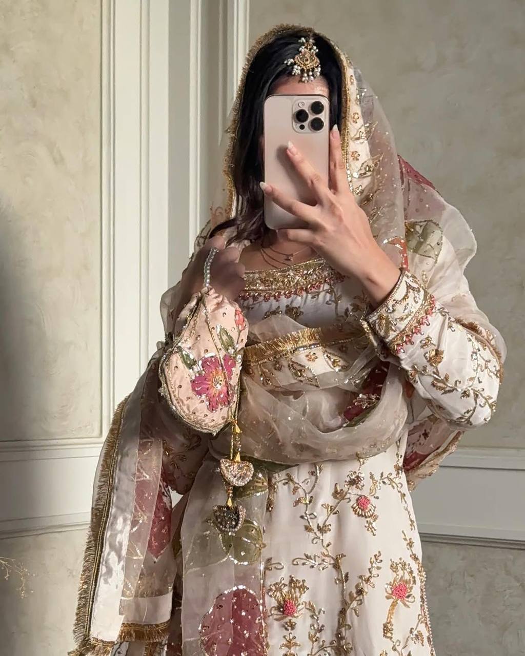 Ivory Embroidered Farshi Shalwar Suit