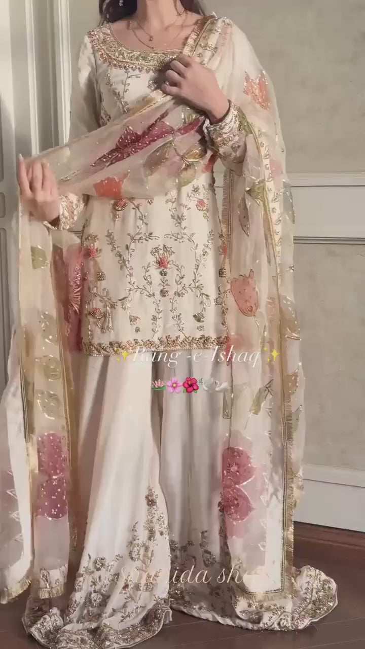 Ivory Embroidered Farshi Shalwar Suit