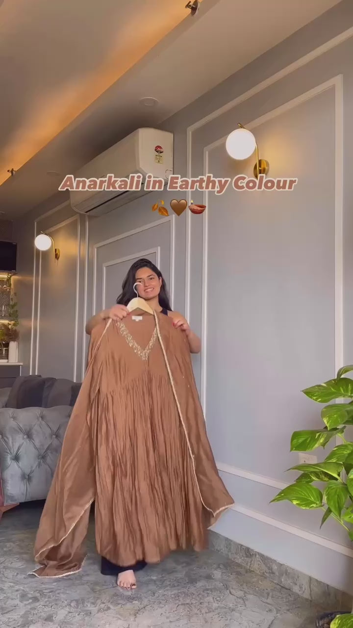 Bronze Gold Crushed Silk Angrakha Style