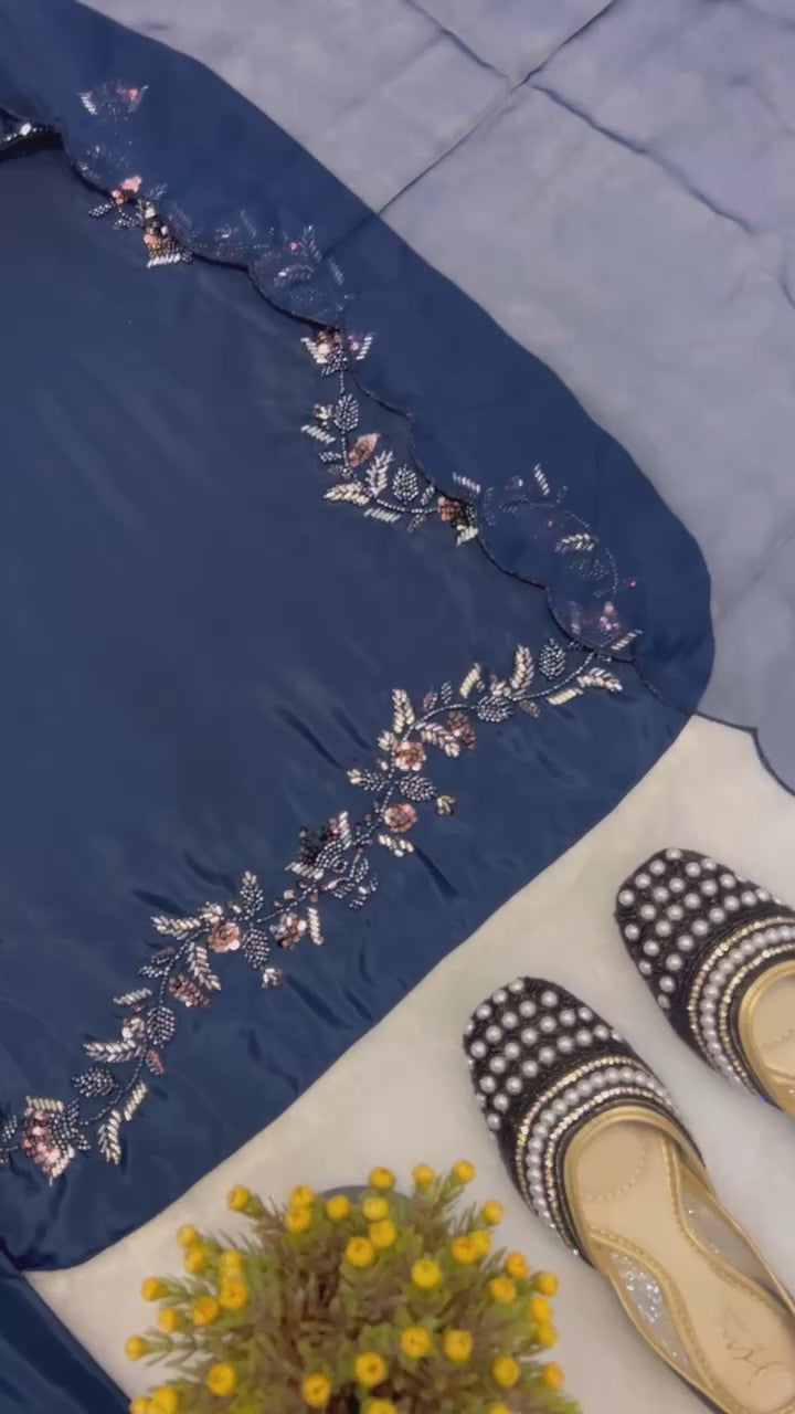 Navy Blue Farshi Shalwar Suit