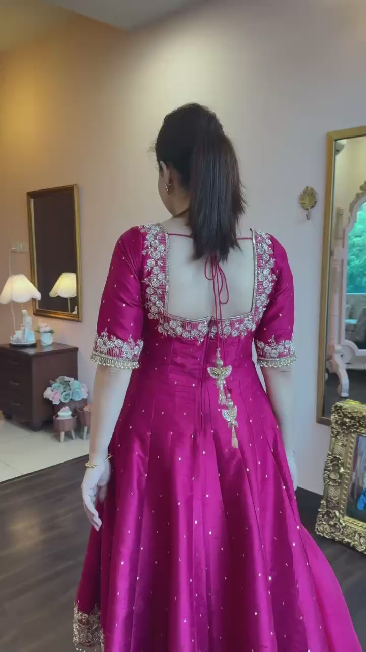 Deep Pink Embellished Anarkali Set with Dupatta